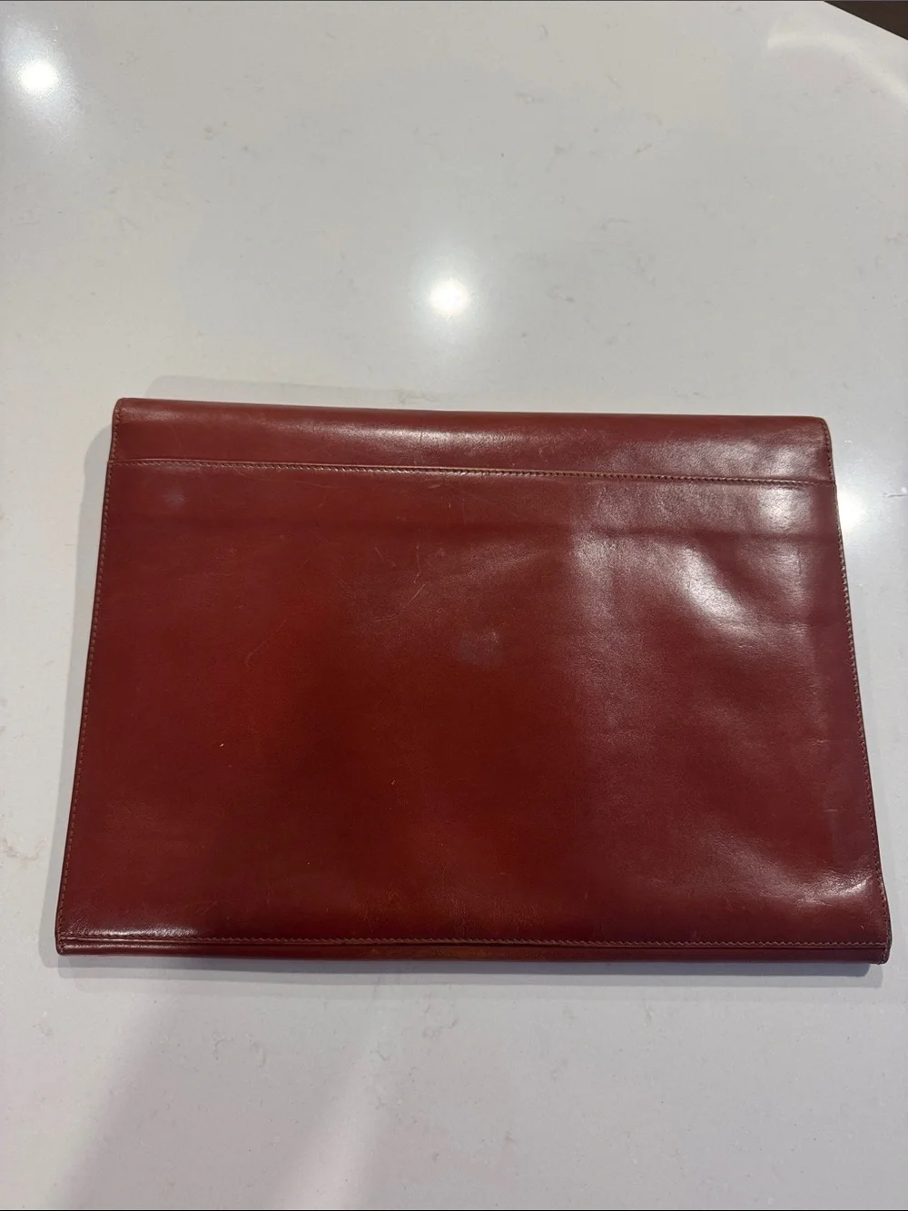 Men's Leather Envelope Briefcase in Deep Red/brown with Gold Hardware